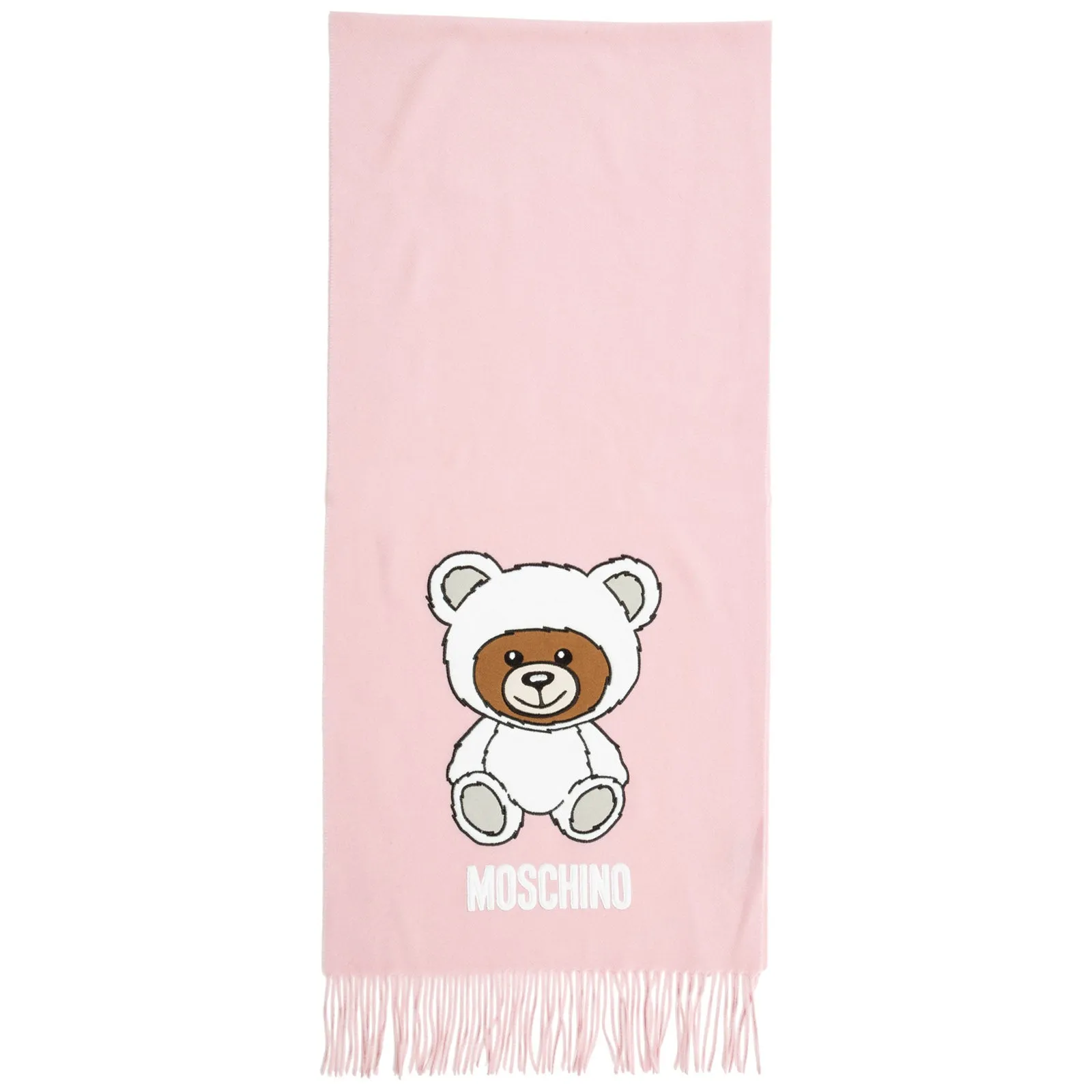 Moschino Teddy Embroidered Fringed Edge Scarf