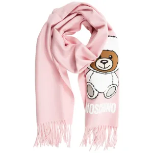 Moschino Teddy Embroidered Fringed Edge Scarf