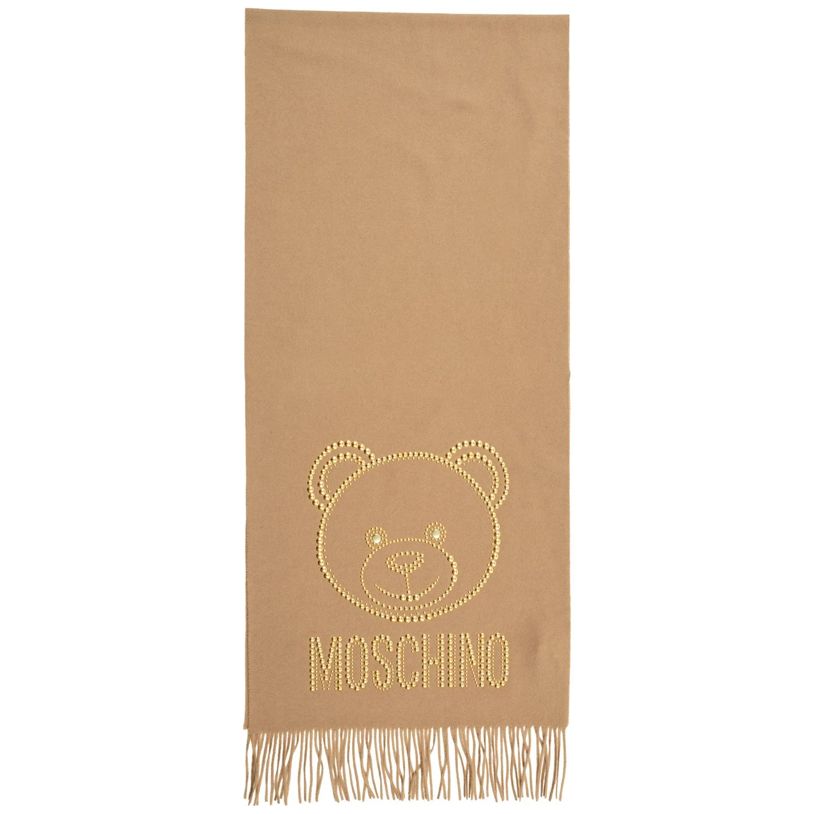 Moschino Teddy Logo Detailed Fringed Scarf