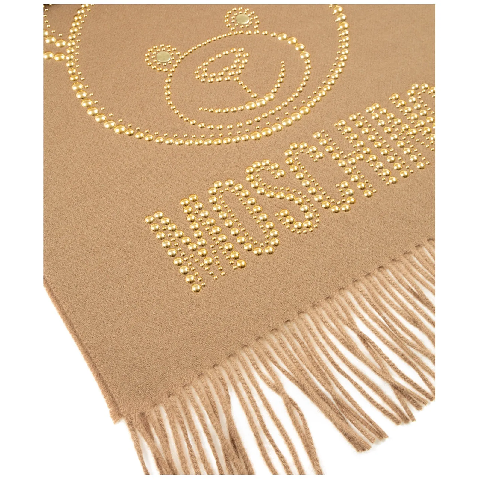 Moschino Teddy Logo Detailed Fringed Scarf