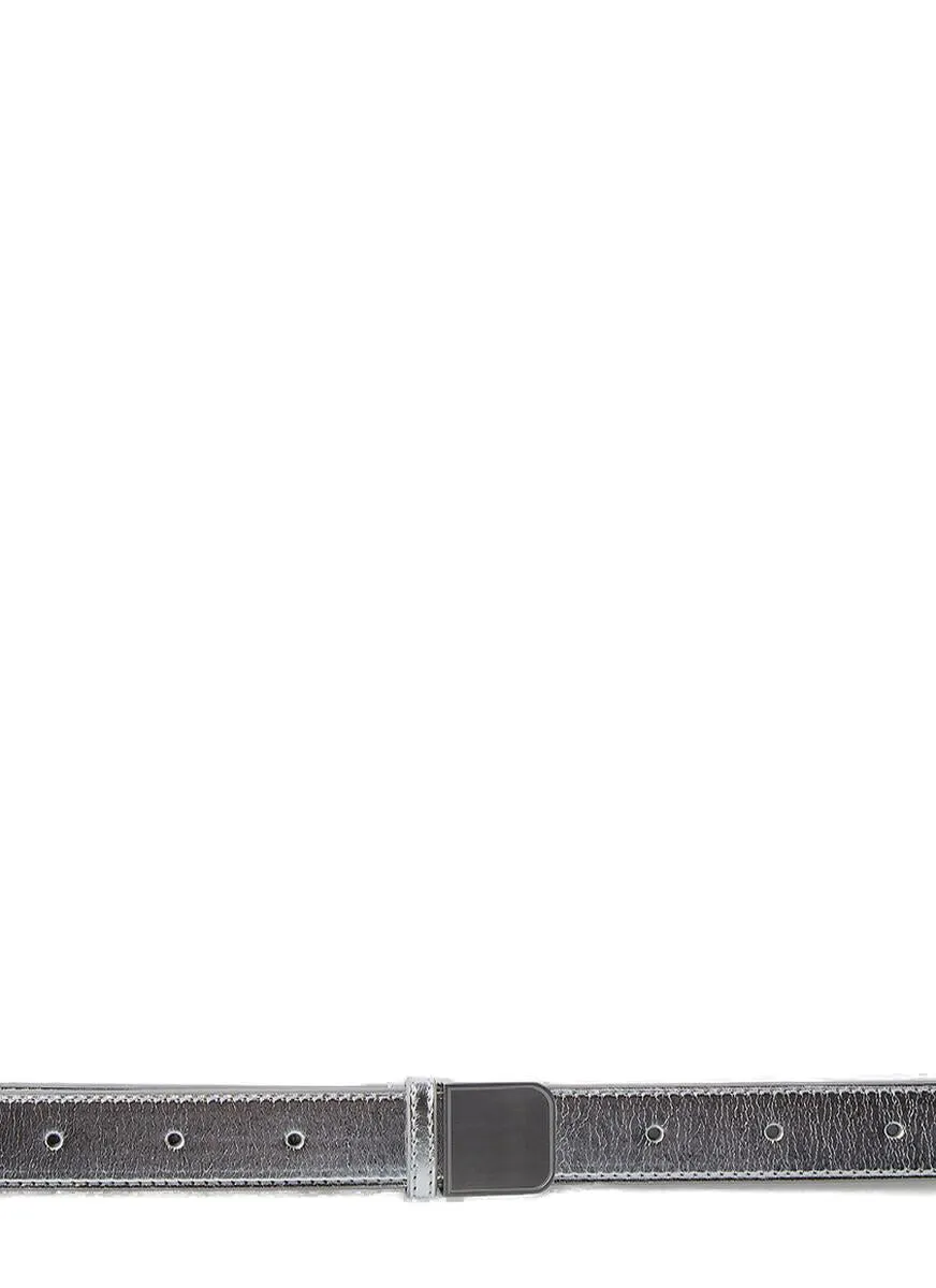 Peter Do Metallic Effect Logo Buckled Belt