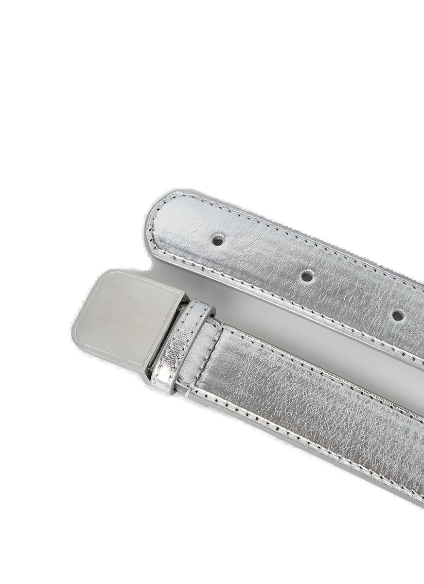 Peter Do Metallic Effect Logo Buckled Belt
