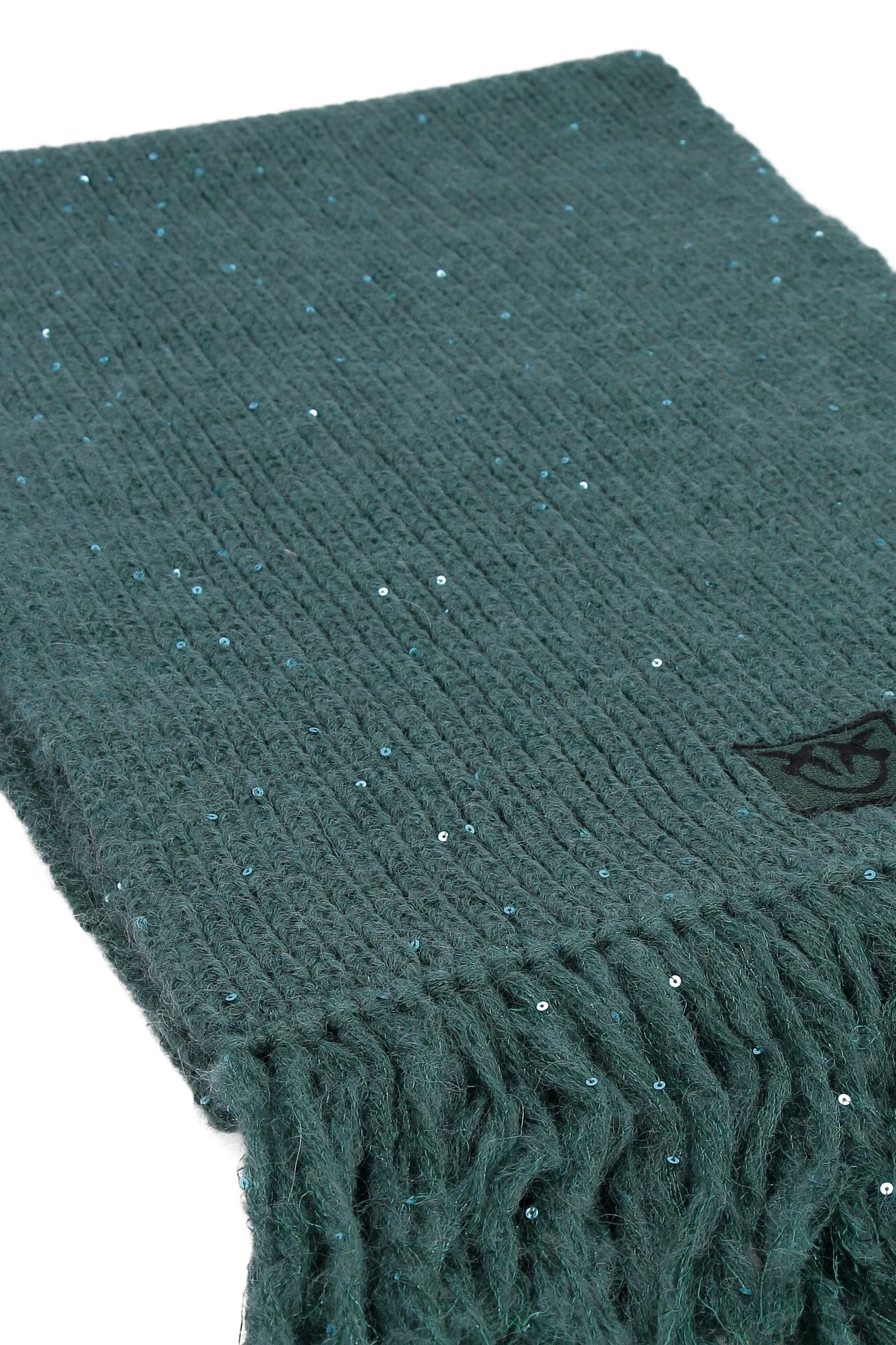 Pinko Logo Patch Fringed Scarf