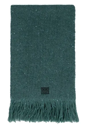 Pinko Logo Patch Fringed Scarf