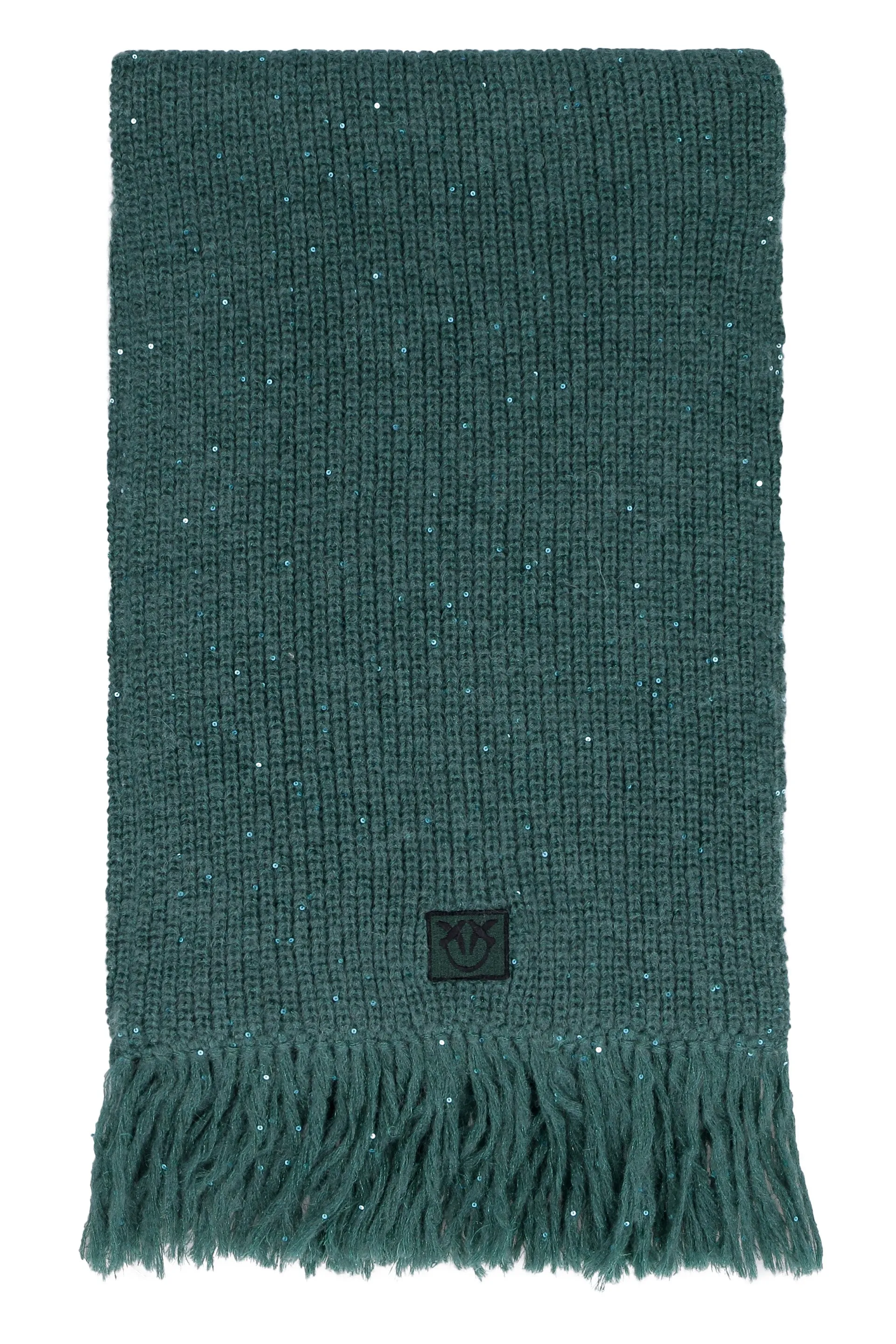 Pinko Logo Patch Fringed Scarf