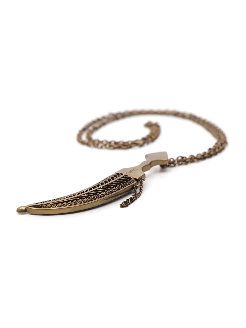 Saint Laurent Logo Detailed Dagger Pendant Necklace