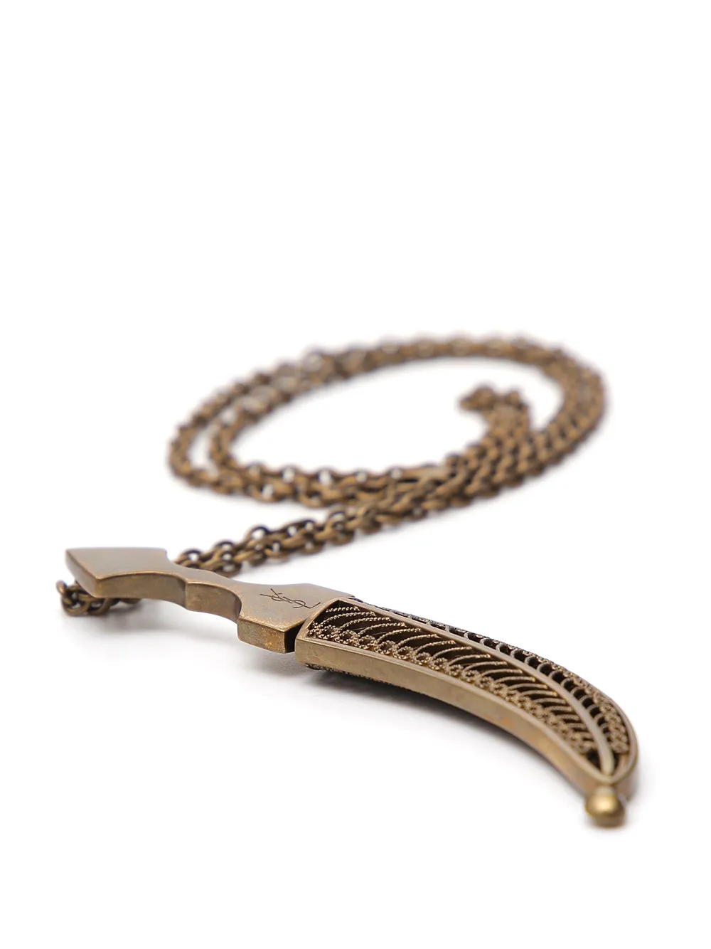 Saint Laurent Logo Detailed Dagger Pendant Necklace