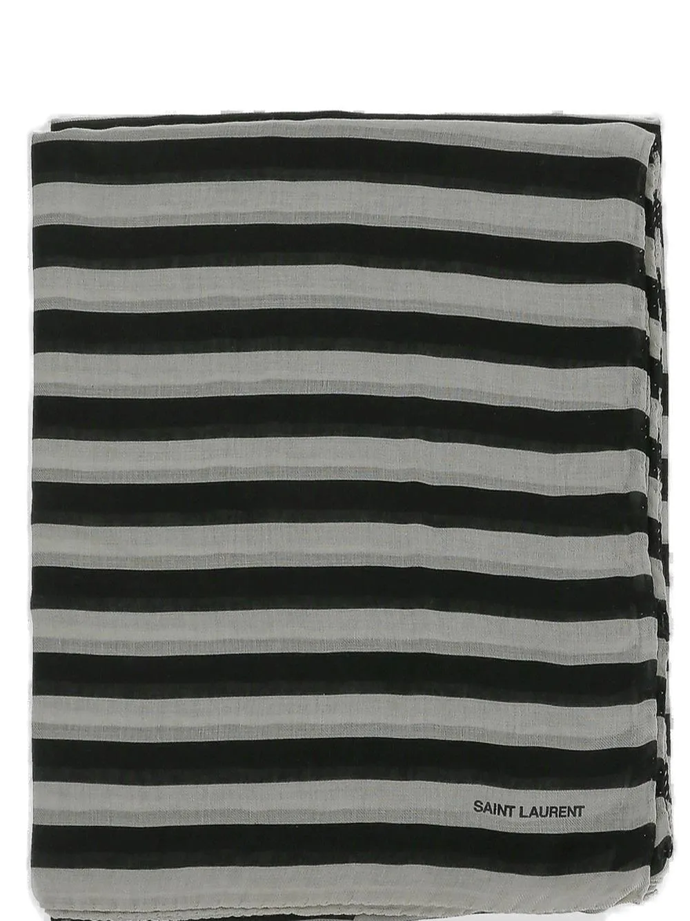 Saint Laurent Logo Detailed Striped Scarf