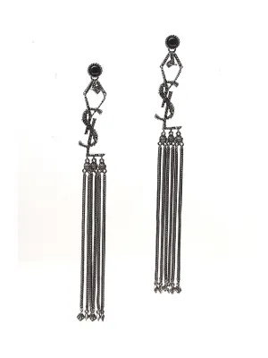 Saint Laurent Logo Monogram Drop Earrings
