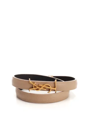 Saint Laurent Logo Plaque Double Wrap Bracelet