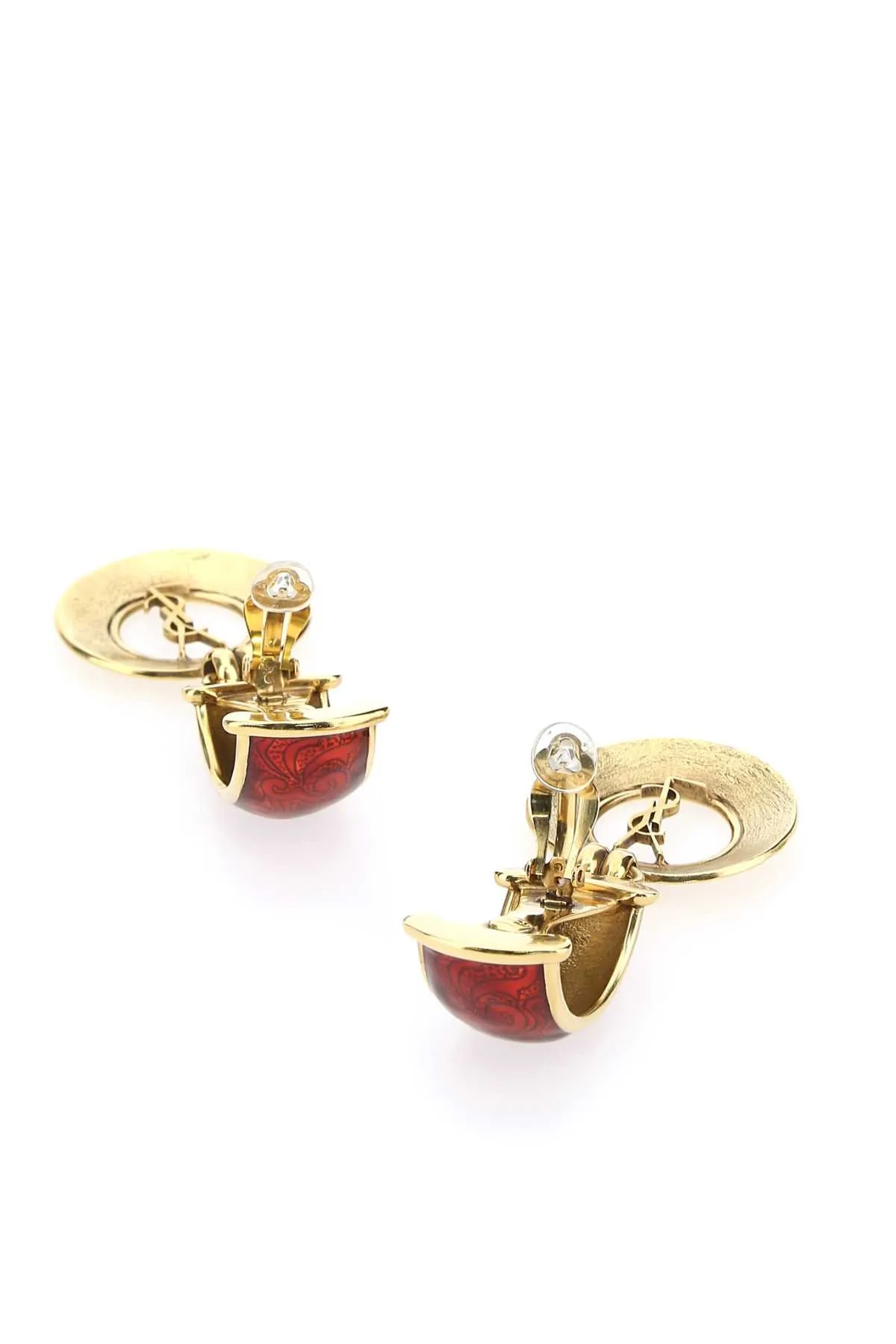 Saint Laurent Logo Plaque Two-Tone Drop Earrings