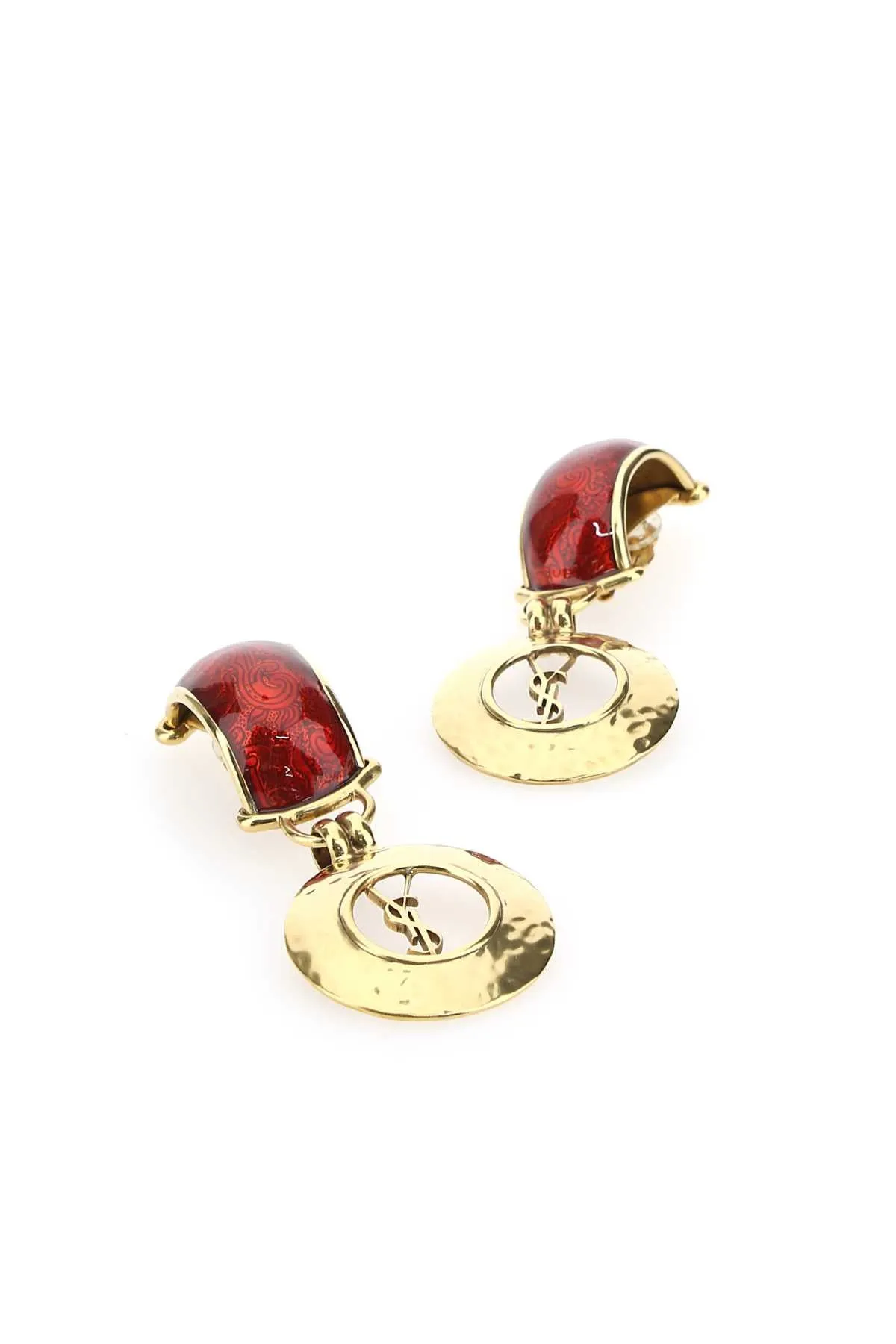 Saint Laurent Logo Plaque Two-Tone Drop Earrings