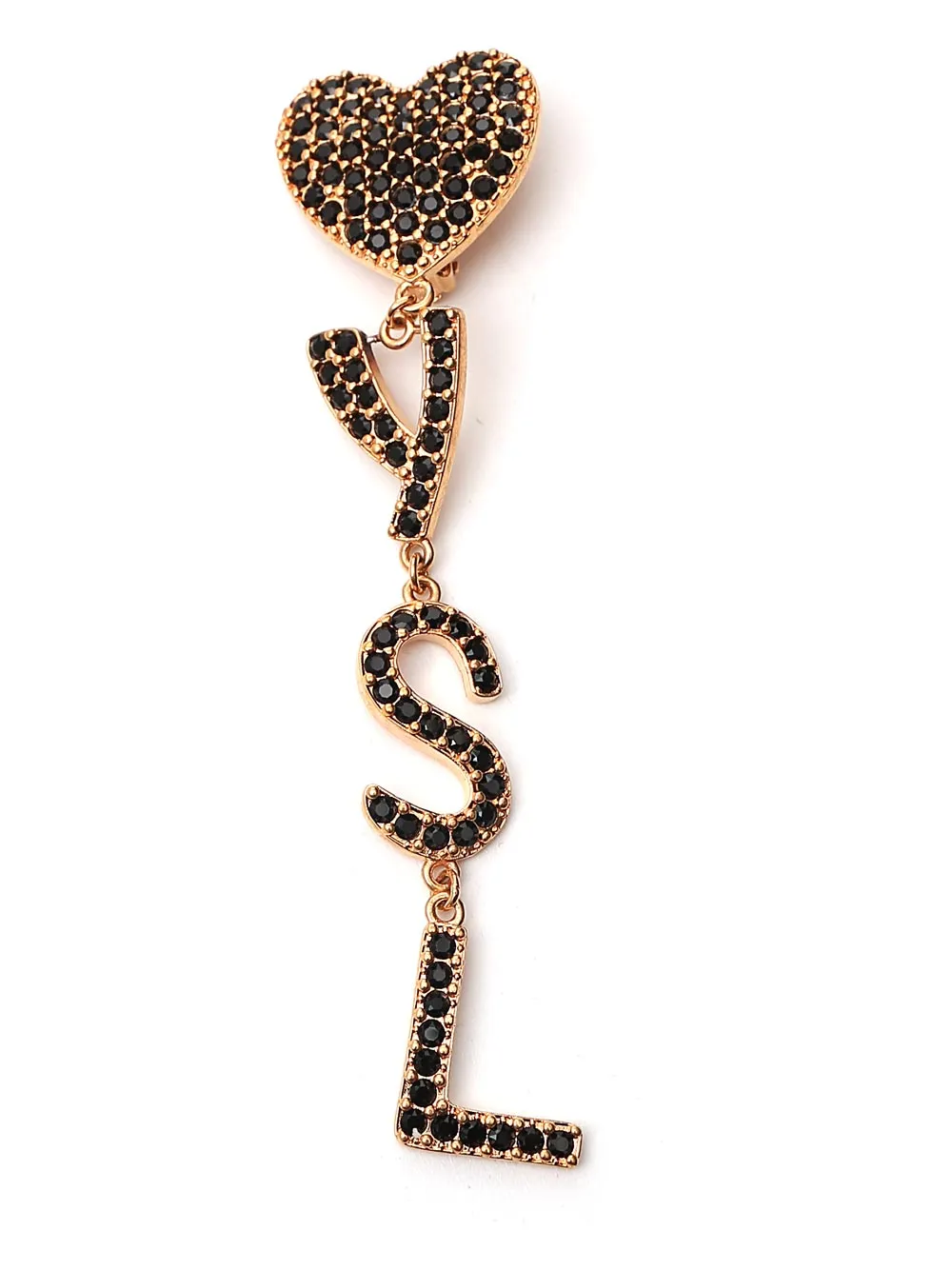Saint Laurent Monogram Heart Crystal Earrings