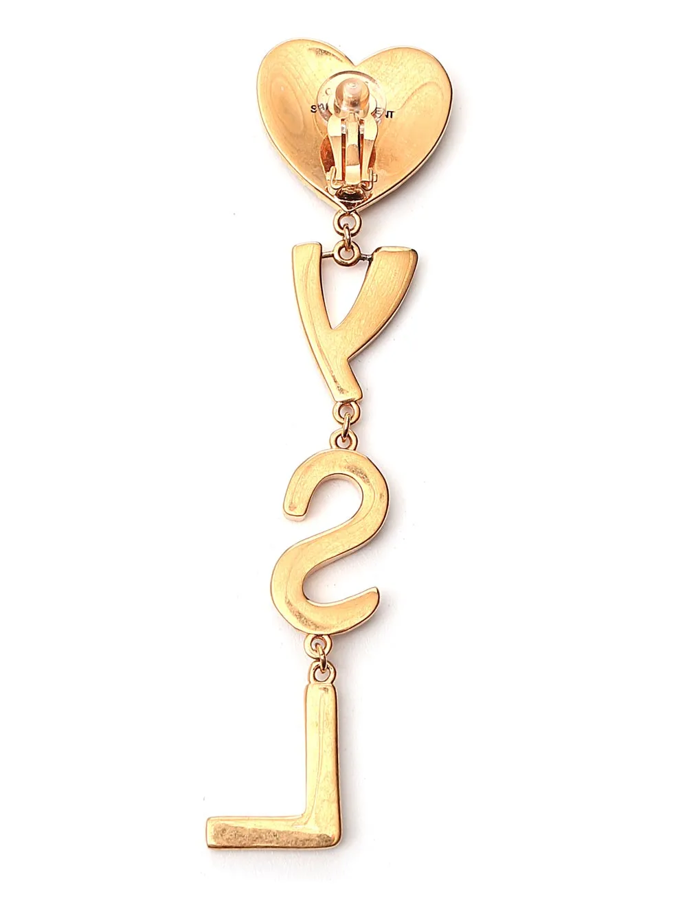 Saint Laurent Monogram Heart Crystal Earrings