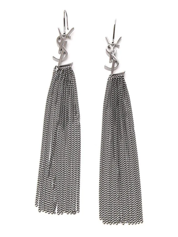 Saint Laurent Monogram Tassel Earrings