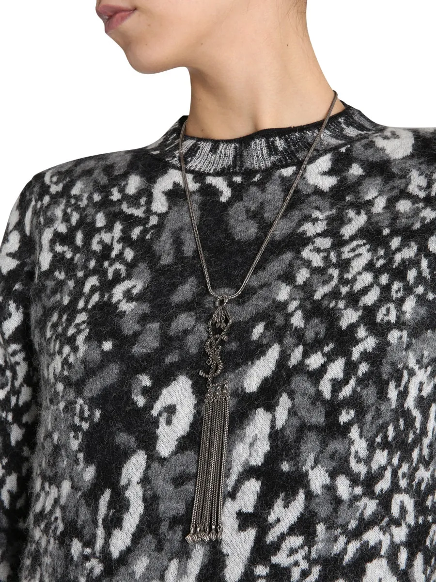 Saint Laurent Monogram Textured Tassel Pendant Necklace