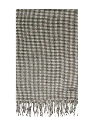 Saint Laurent Pied De Poule Fringed Scarf