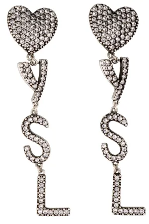 Saint Laurent YSL Heart Crystal Earrings
