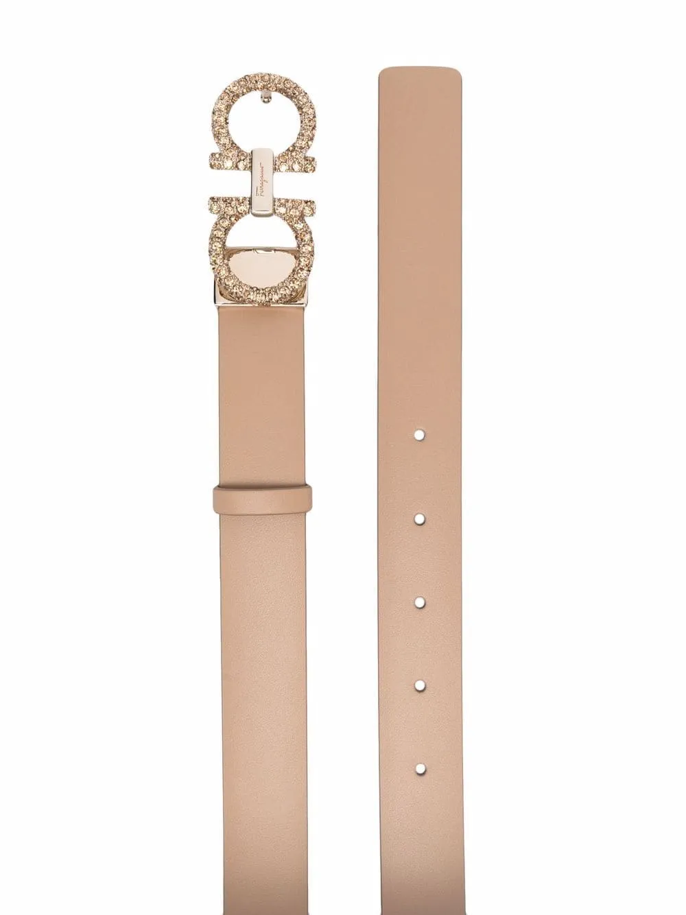 Salvatore Ferragamo Gancini Crystal Embellished Buckle Belt