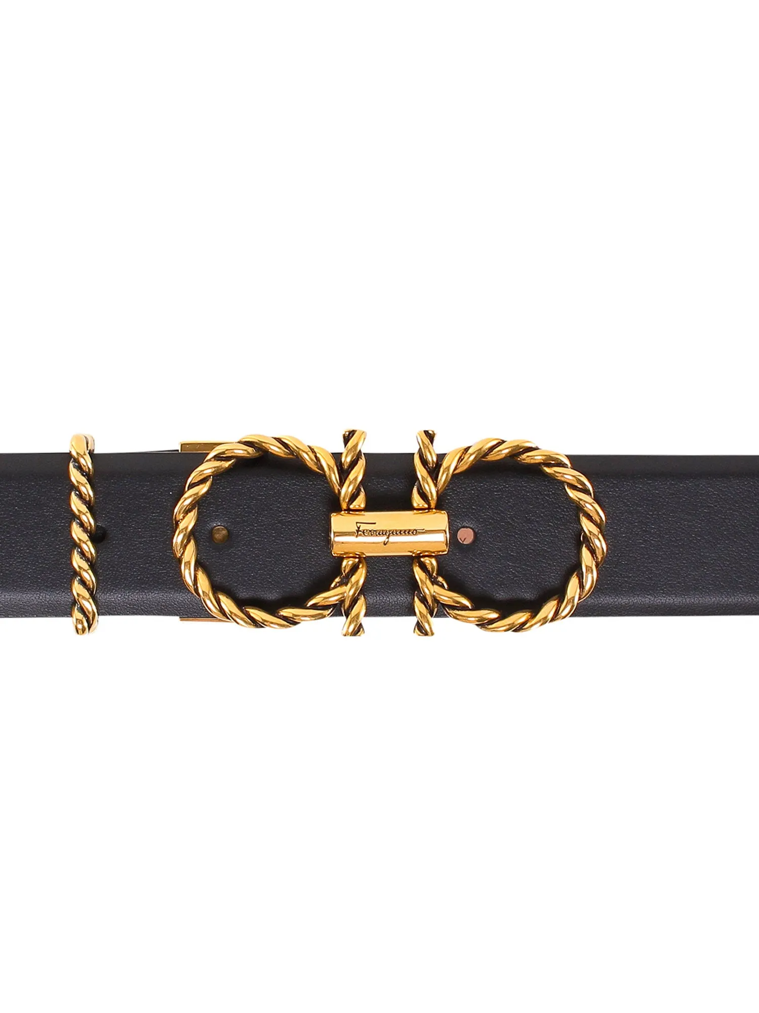 Salvatore Ferragamo Gancini Logo Engraved Buckle Belt