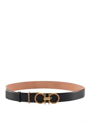 Salvatore Ferragamo Gancini Logo Engraved Buckle Belt