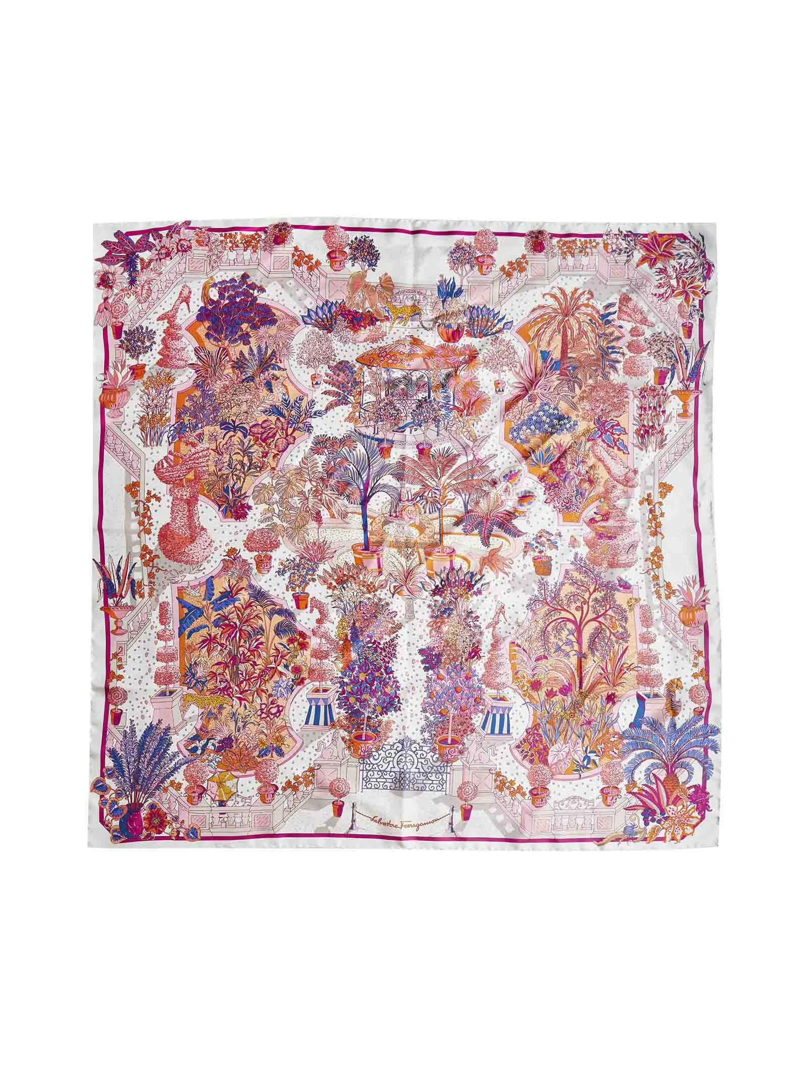 Salvatore Ferragamo Rinascimento Print Silk Scarf