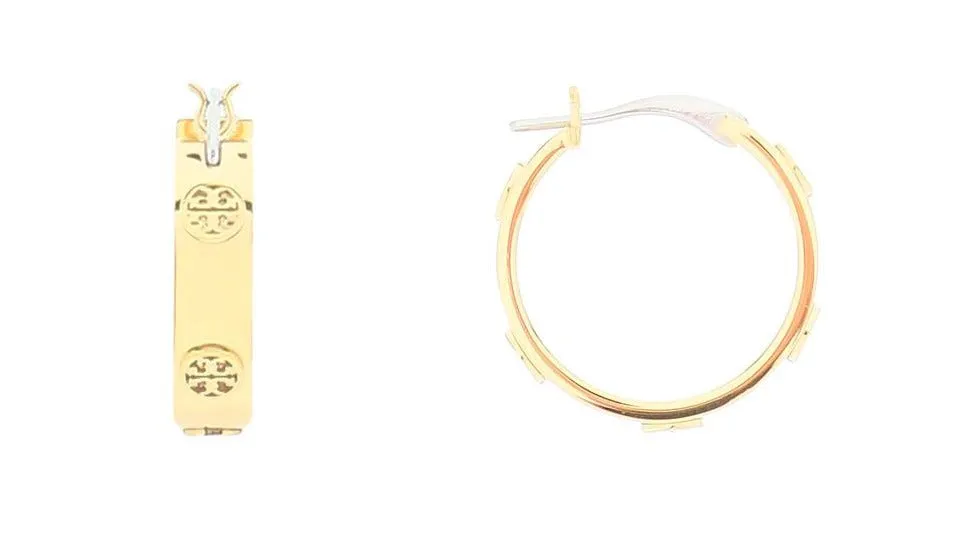 Tory Burch Miller Double T Stud Hoop Earrings