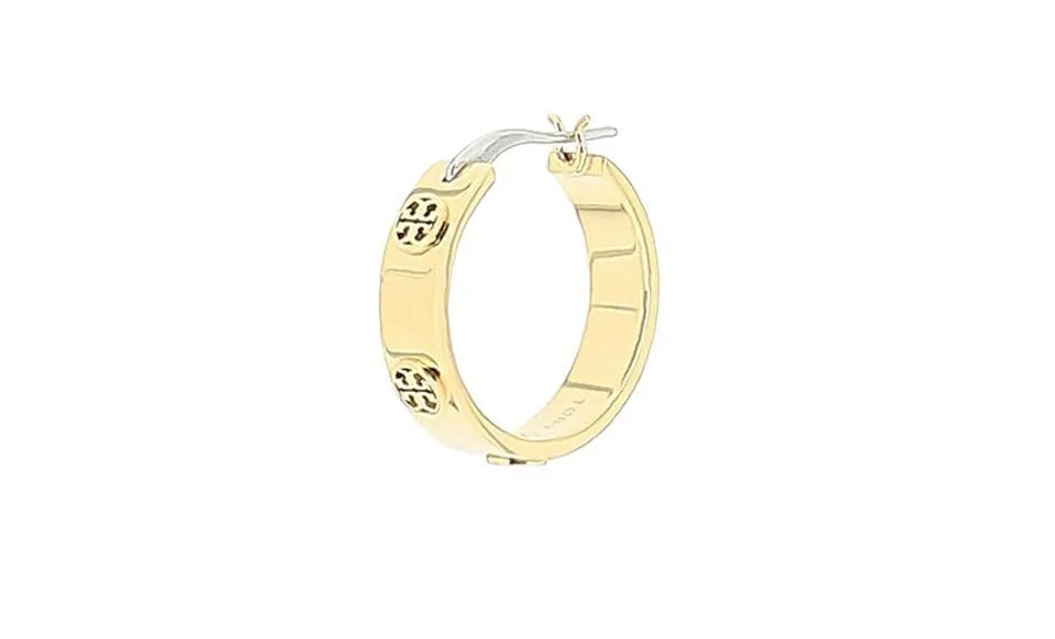 Tory Burch Miller Double T Stud Hoop Earrings
