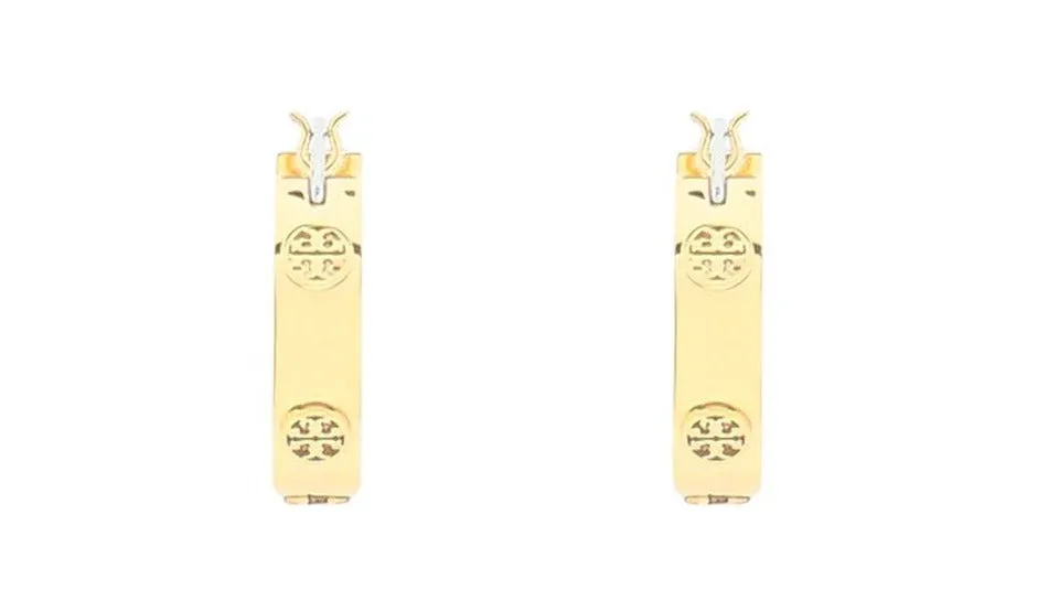 Tory Burch Miller Double T Stud Hoop Earrings
