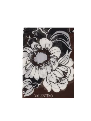 Valentino Floral Print Frayed Edge Scarf