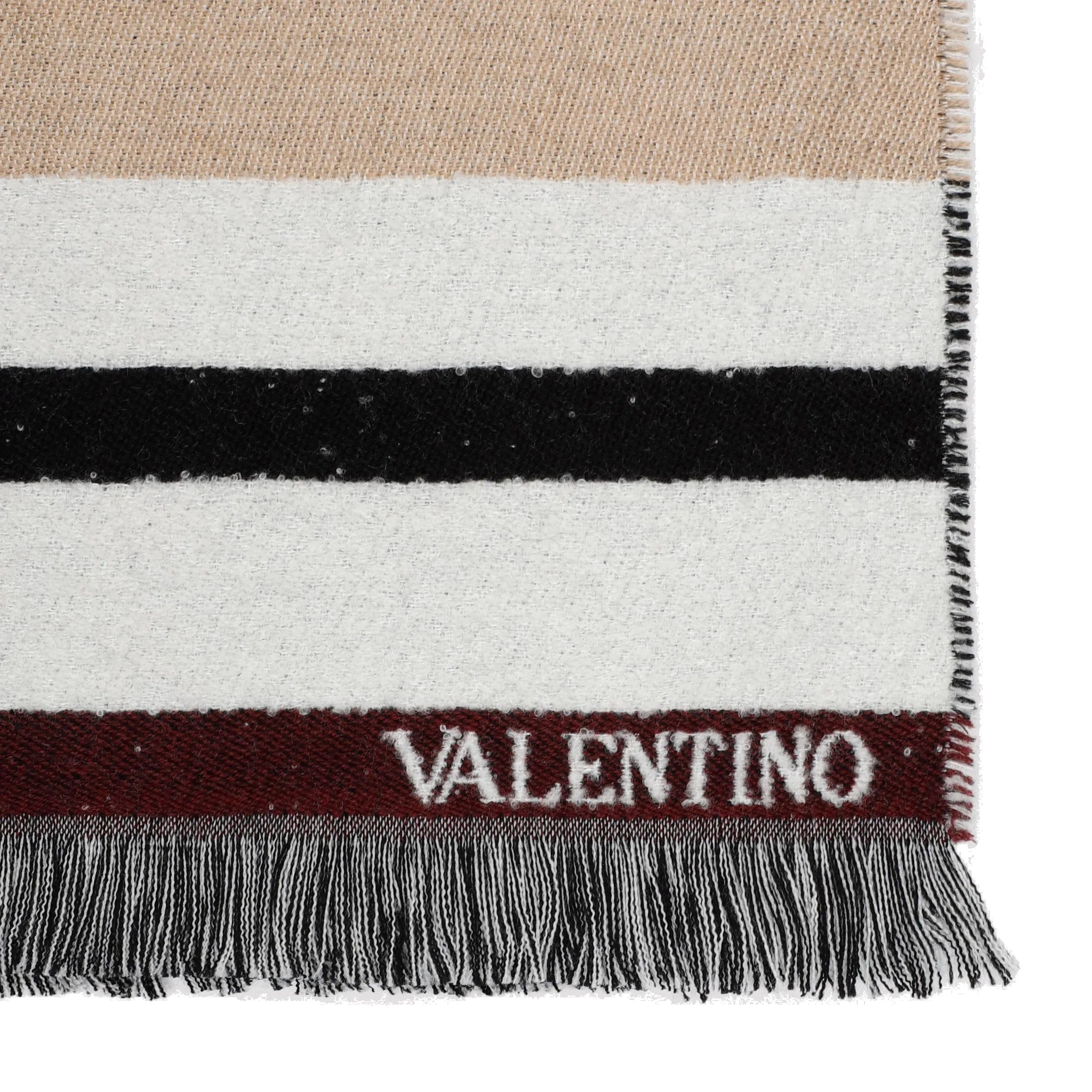 Valentino Logo Intarsia Fringed Scarf