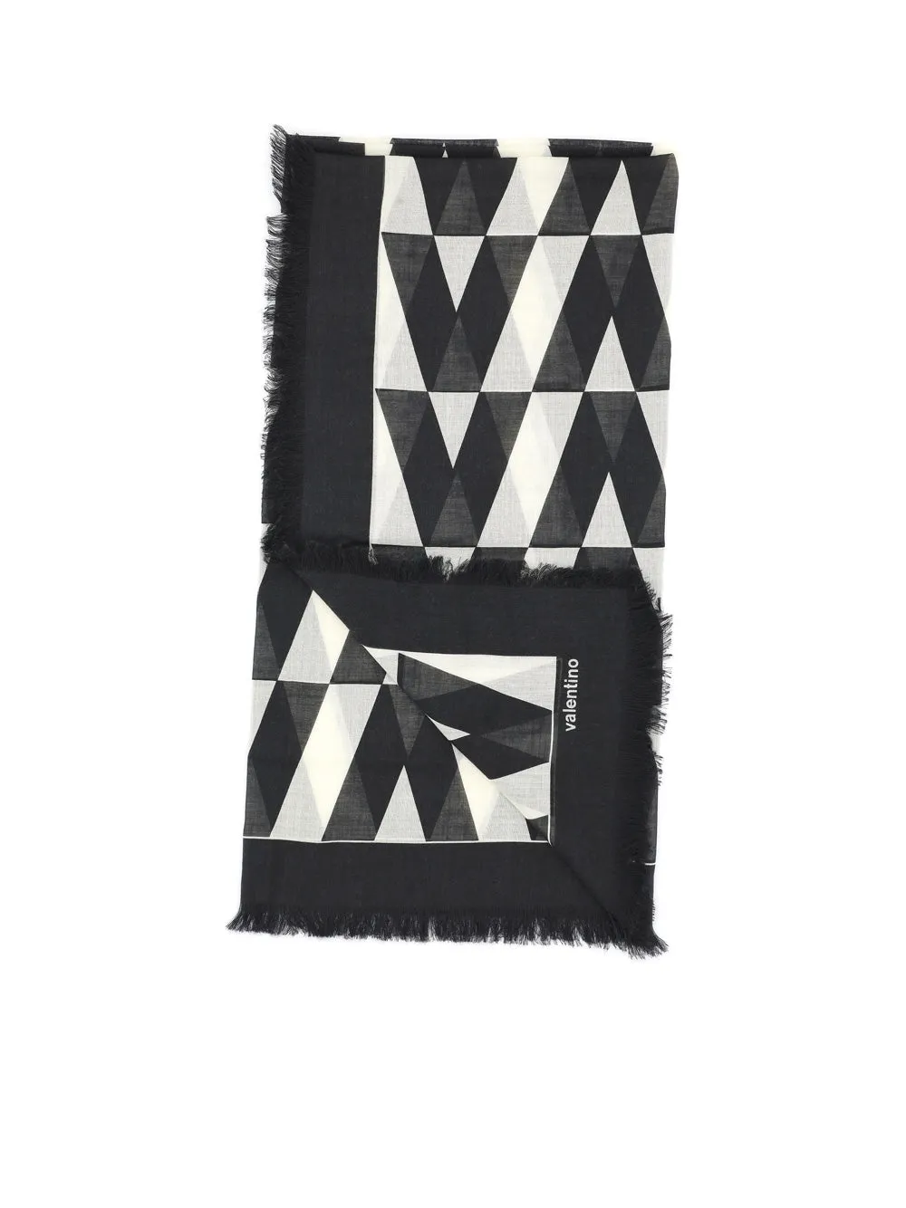 Valentino Optical All-Over Printed Frayed Scarf