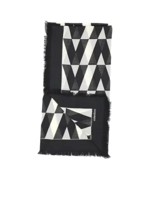 Valentino Optical All-Over Printed Frayed Scarf