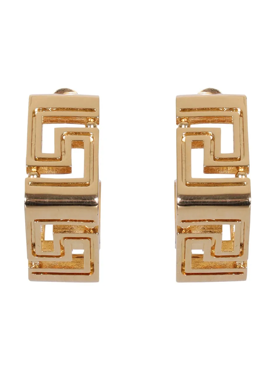 Versace Greca Cut-Out Hoop Earrings