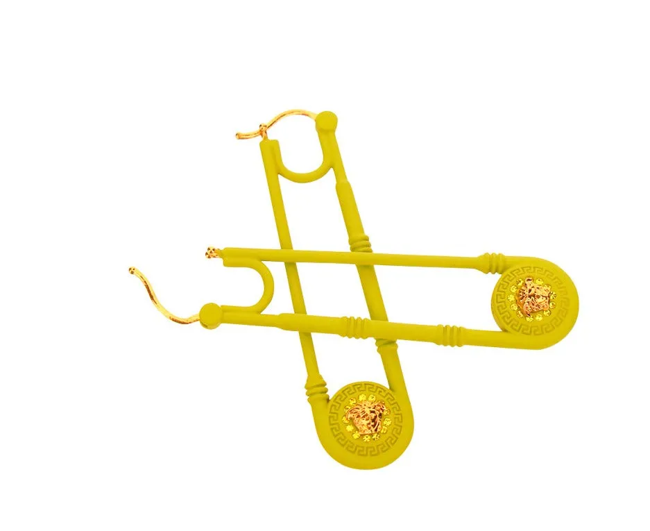 Versace Medusa Head Safety Pin Earrings
