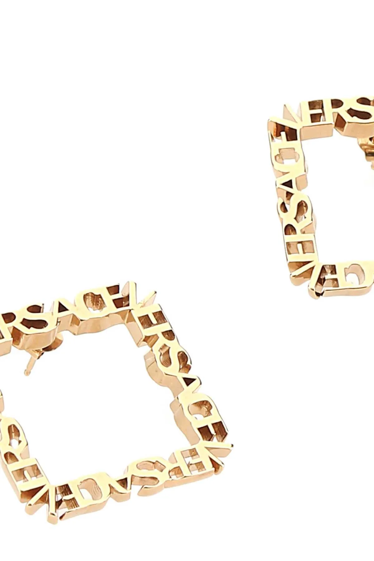 Versace Square Logo Lettering Stud Earrings